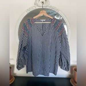 Madewell black gingham blouse